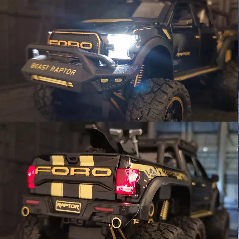 Miniatura Ford Raptor F150 Modificado Off-Road, Escala 1/28