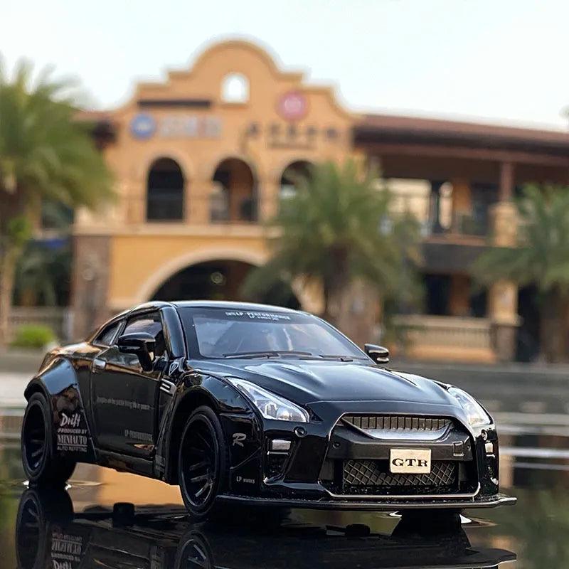 Miniatura Nissan Skyline Ares GTR R34 R35, Escala 1:32, Feito em Metal, Abertura de portas