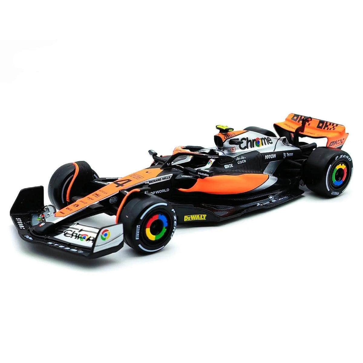 Miniatura Carro Fórmula 1 McLaren F1 Team MCL60 2023, Escala 1:43, 4# Lando Norris, 81# Oscar Piastri