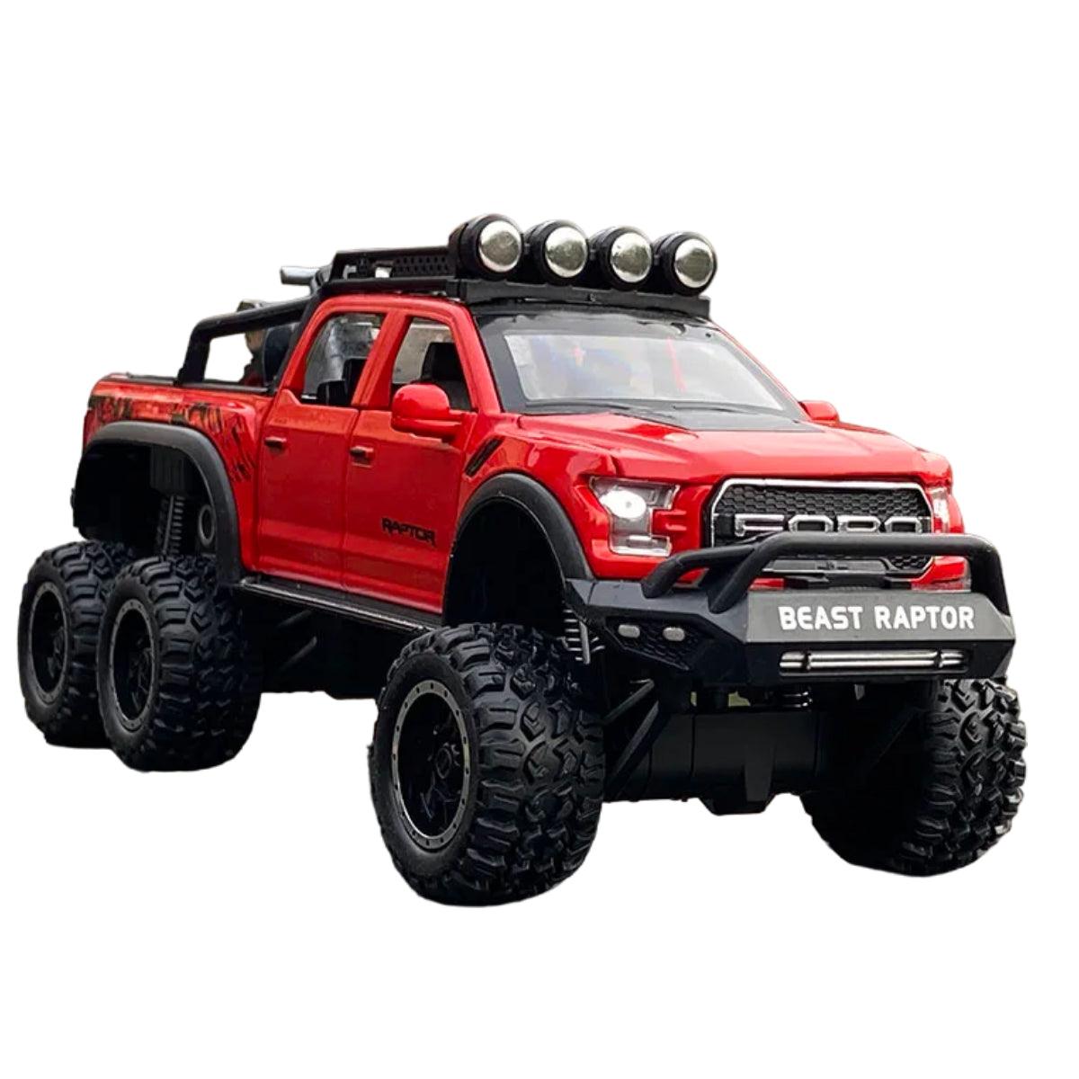 Miniatura Ford Raptor F150 Modificado Off-Road, Escala 1/28