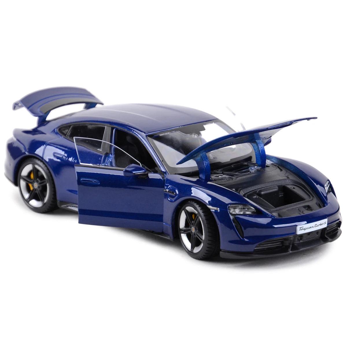 Miniatura Porsche Taycan Turbo S Ultra Detalhada, Metal, Escala 1:24