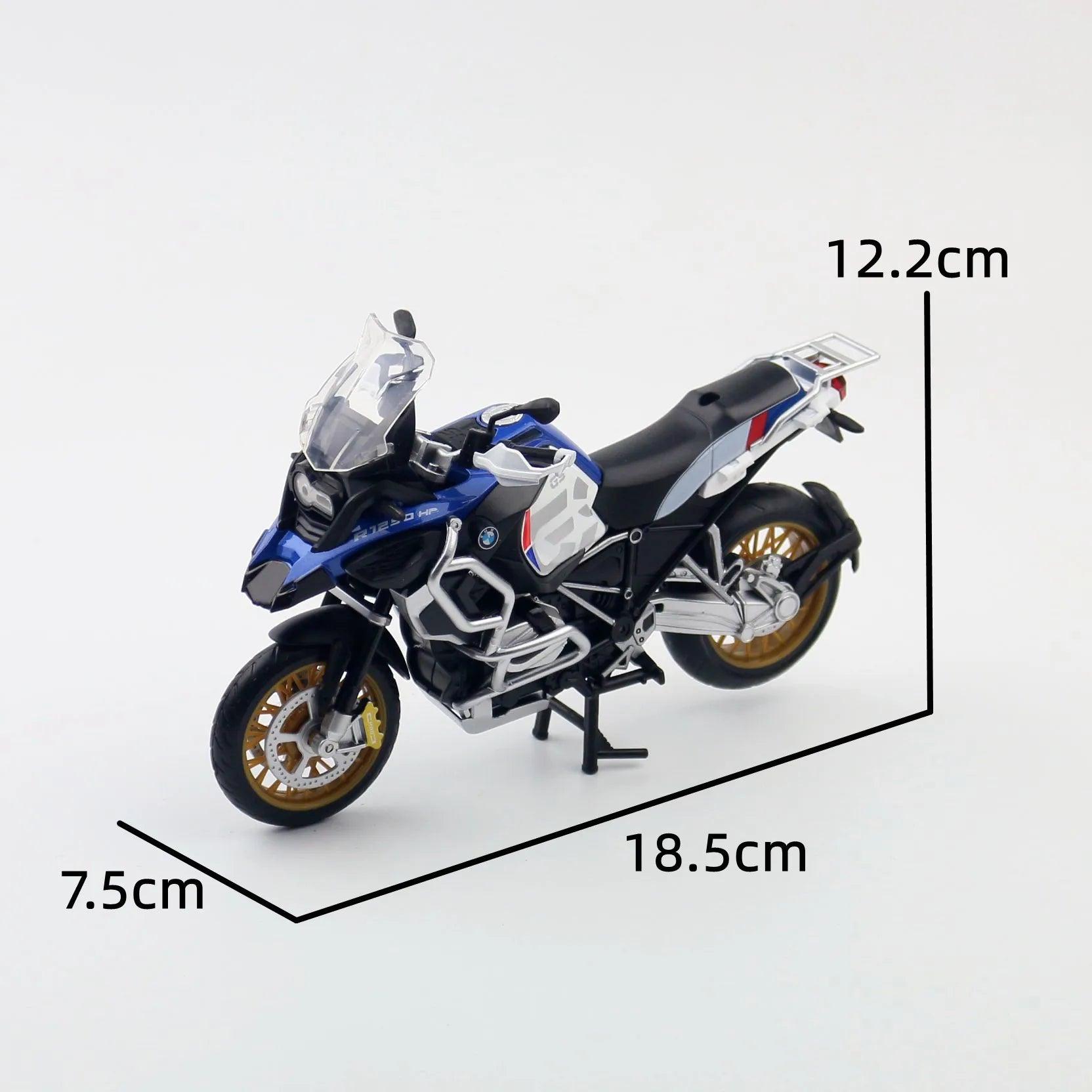 Miniatura Moto BMW R1250 GS, Escala 1:12, Feito em Metal