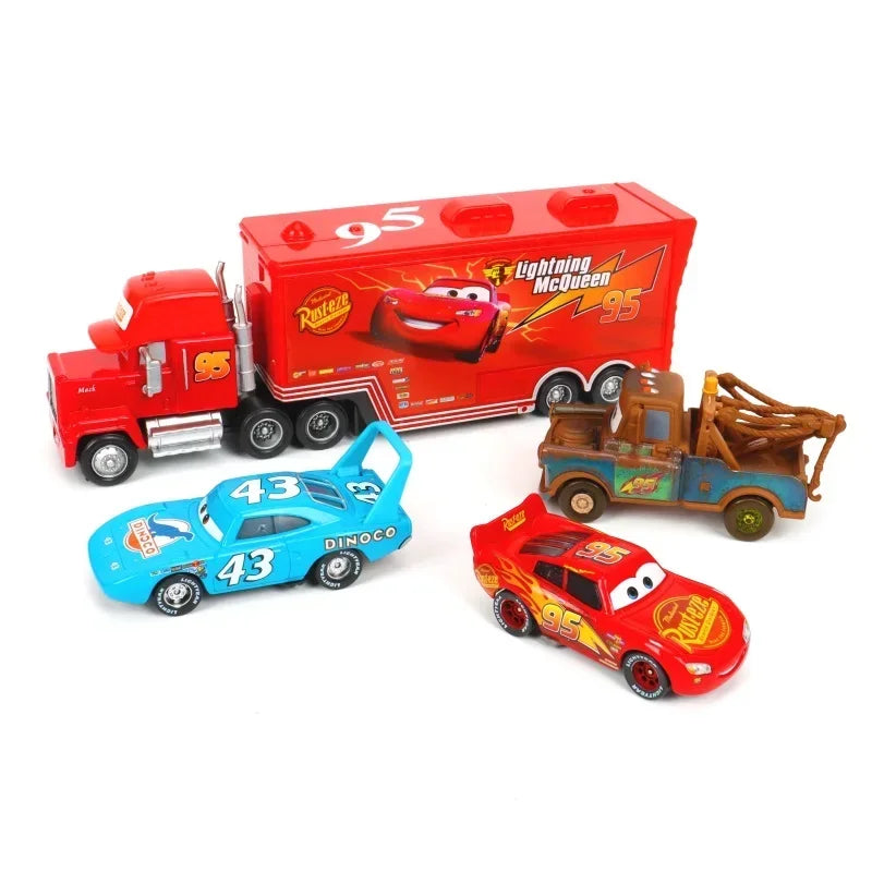 Coleção de Miniaturas Filme Carros Disney Feito em Metal – 8/13/15, Relâmpago McQueen, Jackson e Caminhão, Escala 1:55