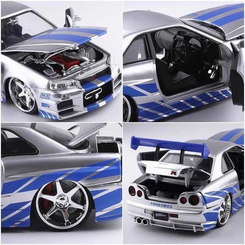 Miniatura Nissan Skyline GTR R34 Velozes e Furiosos, Escala 1:24