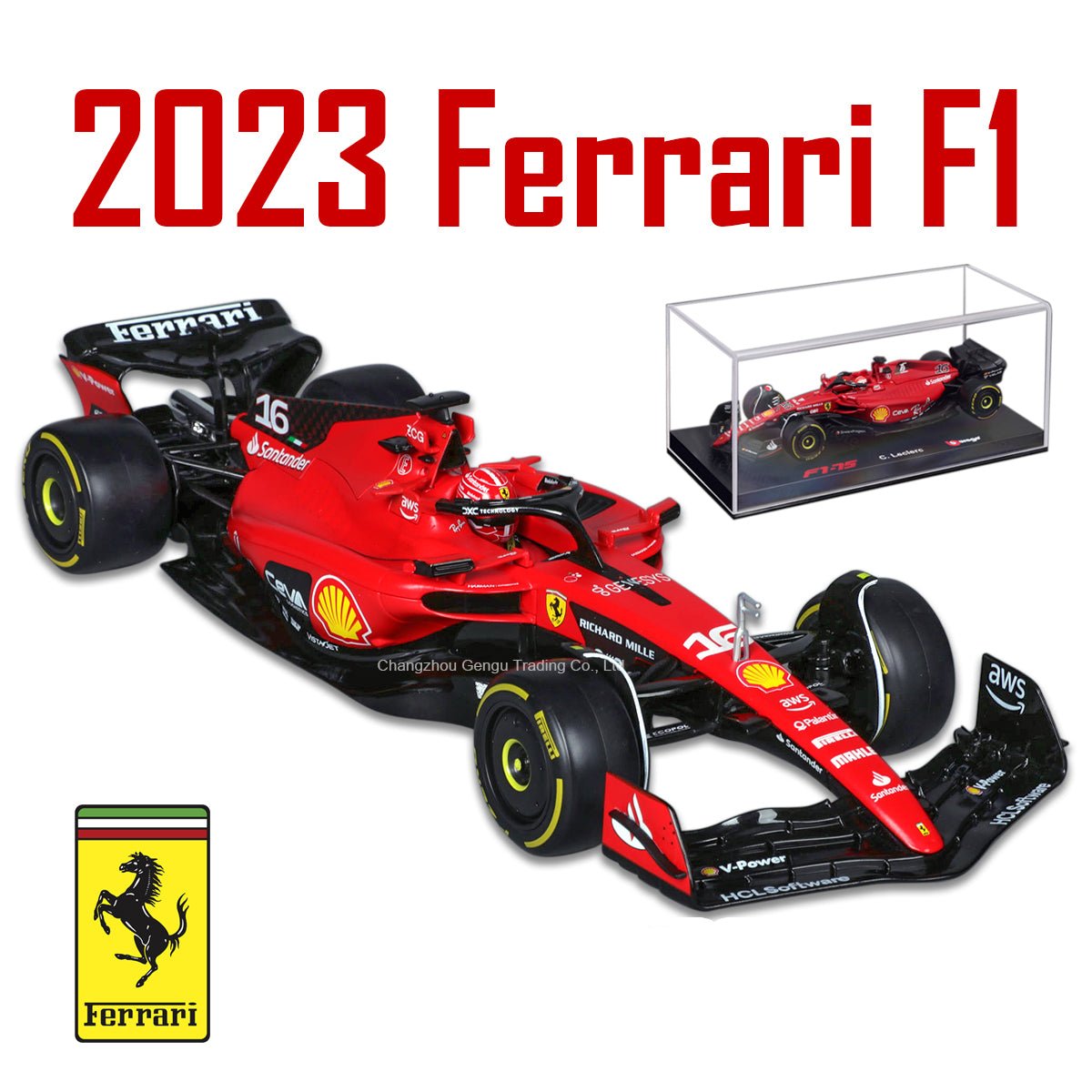 Miniatura F1 Ferrari 2023 SF23, Escala 1:43, # 16 Lecler # 55 Sainz Jr