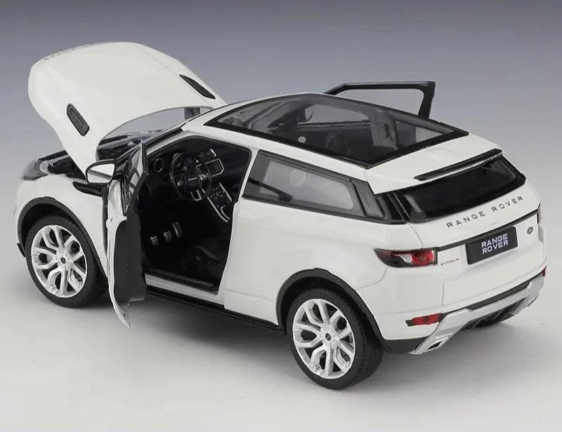 Miniatura Carro Land Rover Range Rover Evoque SUV, Escala 1:24, Feita em Metal, Abertura de portas