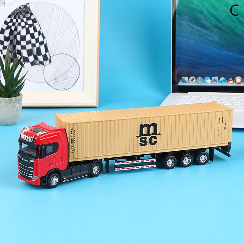 Miniatura Caminhão Scania com Container Escala 1:36