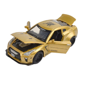 Miniatura Nissan Skyline Ares GTR R34 R35, Escala 1:32, Feito em Metal, Abertura de portas