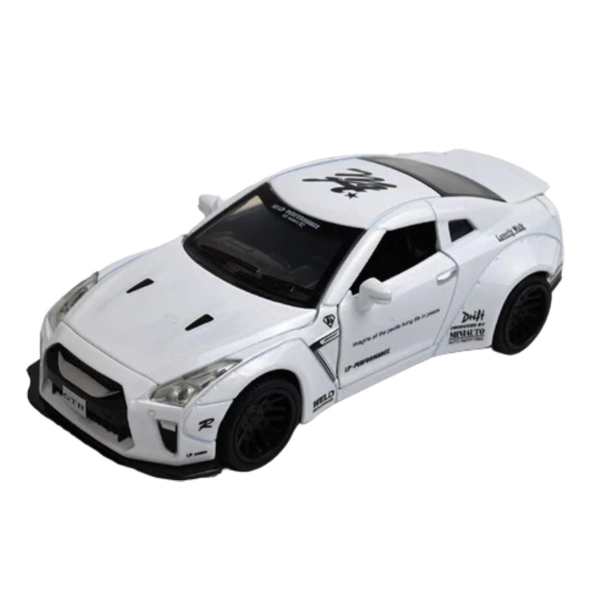 Miniatura Nissan Skyline Ares GTR R34 R35, Escala 1:32, Feito em Metal, Abertura de portas