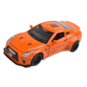 Miniatura Nissan Skyline Ares GTR R34 R35, Escala 1:32, Feito em Metal, Abertura de portas